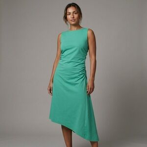 gathered asymmetric midi dress cos Cos Asymmetric Gathered Midi Dress In Black - 60% Off